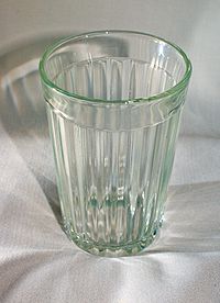 Faceted glass. Used to drink beverages, alcohol, and as measurement at the markets. For ex., a glass of strawberries or cherries (https://ru.wikipedia.org/wiki/Стакан)
